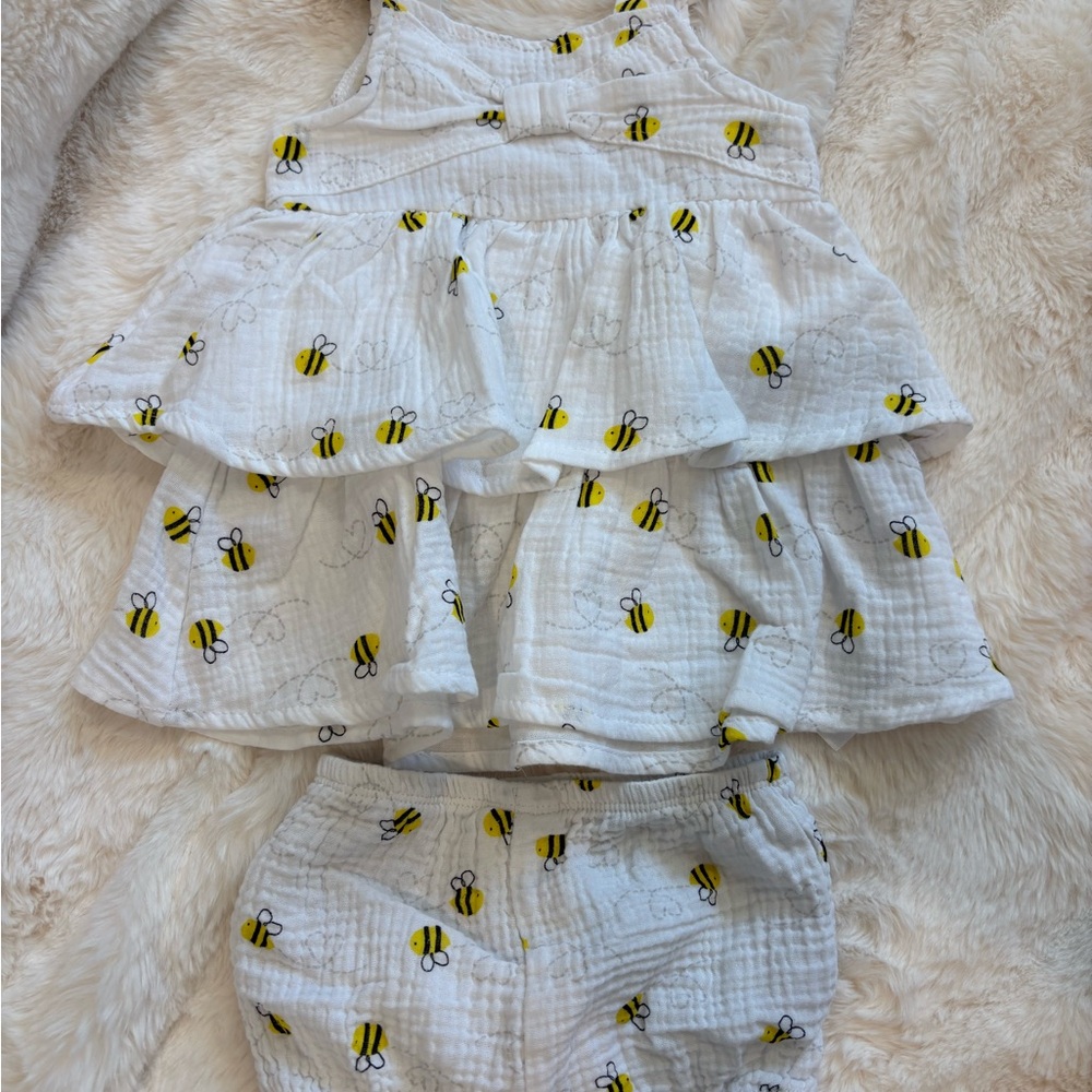 Koala Kids White and Yellow Bee Print Matching Set